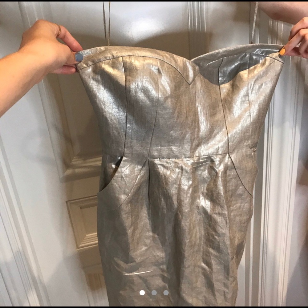 Rebecca Taylor Silver Strapless Mini Dress